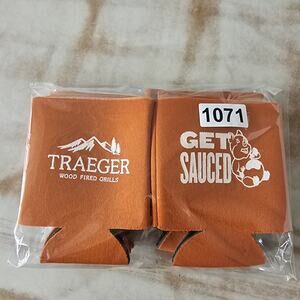 TRAEGER BBQ Co Insulated Beer n‎ Soda Beverage Can Holder Bundles ×6 Brown White